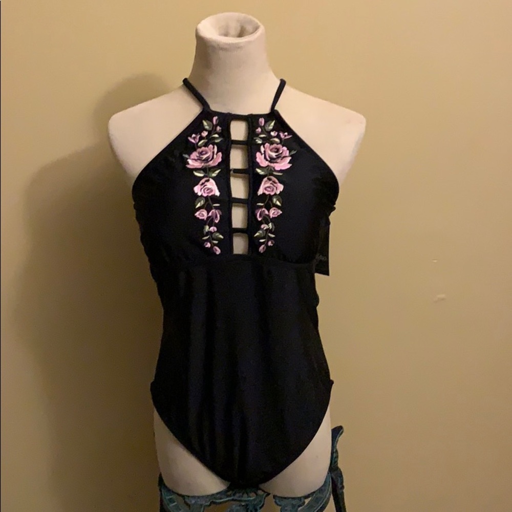 Black new one piece swim suit
